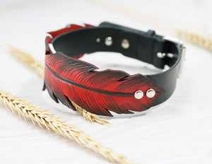 Collar de plumas rojas