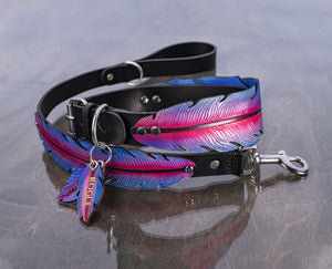 Purple Feather Traffic Leash