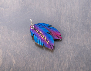 Purple Feather ID Tag