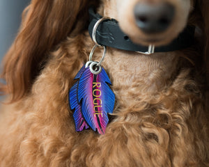 Purple Feather ID Tag