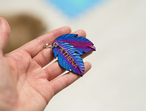 Purple Feather ID Tag